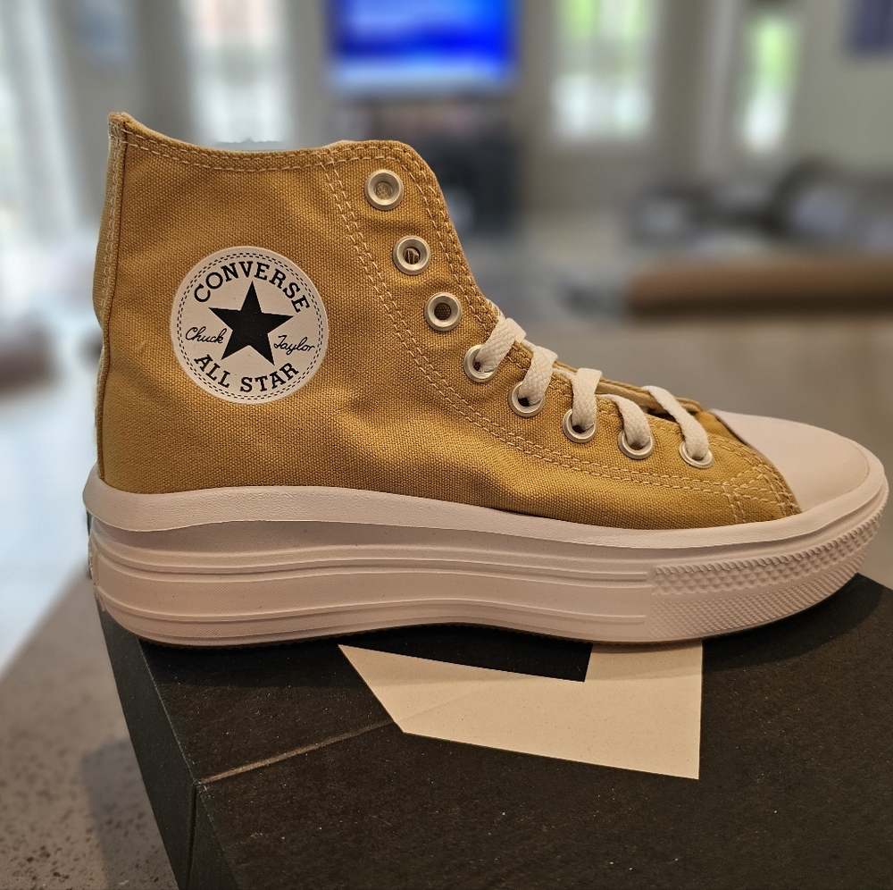 Converse Yellow (Dunescape/White) High-Top Sneakers Classic Style